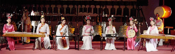 Re-enactment of a traditional music performance at Hubei Provincial Museum in Wuhan