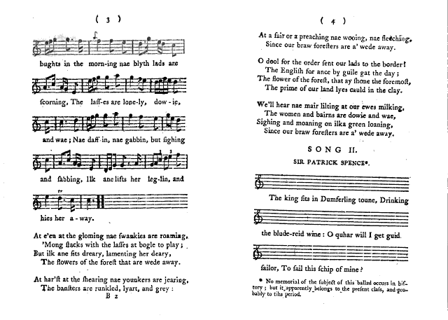 Flowden Hill or Flowers of the Forrst: Ritson, Scotish Songs Vol. II, 1794